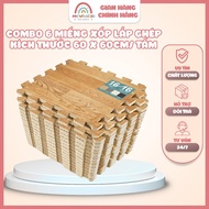 COMBO of 6 assembled foam floor coverings with wood grain patterns SIZE 60 X 60cm/sheet floor tiles
