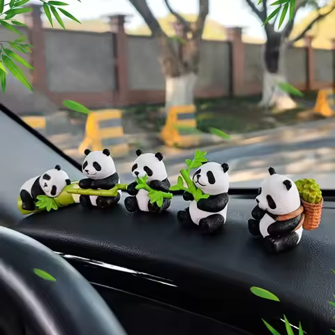 Cute Panda Decoration Ornaments Car Instrument Panel Decoration Cartoon Resin Desk Aquarium Garden M