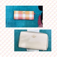 Coach wallet, rainbow, 粉色格仔，,with coin case,with card case,有卡位，長/中銀包，有散子/紙位