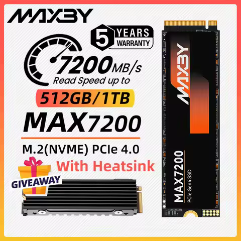 MAXBY MAX7200 512GB 1TB PCIe4.0 7200MB/s NVME SSD M.2 Internal Solid State TLC Hard Disk With Heatsi