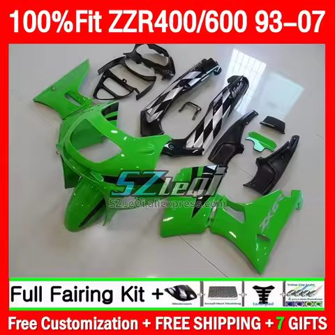 Injection green glossy Fairings For KAWASAKI NINJA ZZR400 ZZR 400 108Q1.8 ZZR-400 93 94 95 96 97 98