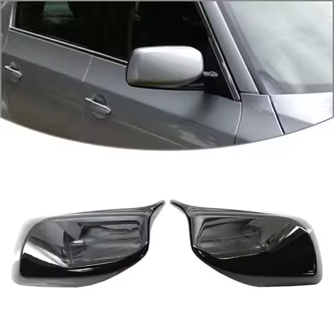 2PCS M Horn Gloss Black Side Mirror Cover Rearview Mirror Caps For BMW E60 E61 E63 E64 2004-2007 Car