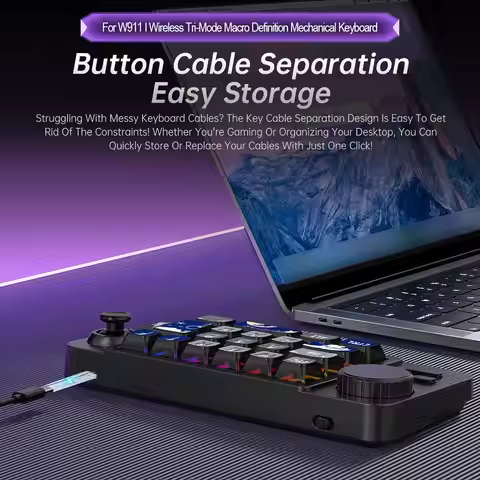 Macro Programming Mechanical Keyboard For W911 Wired+2.4G+BT Mechanical Keyboard 22Keys Gaming Keybo