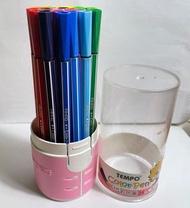 繪畫用品出清中！24色水性彩色筆/11色亮粉筆/8色雙頭筆 全收送無印良品透明筆盒
