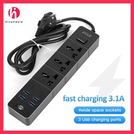 Hiranesia (New) ECLE Power Strip Socket 3 Power Socket 4 USB Port Fasting Charging Electric Plug
