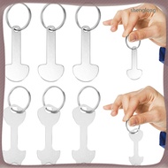 6Pcs Zinc Alloy Shopping Trolley Token Keychains Silver Cart Quarter Holder for Decor and Use