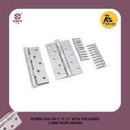 ECREW Heavy Duty SUS 304 [1-PAIR] 5" X 3.5" with Thickness 3.0mm Door Hinges