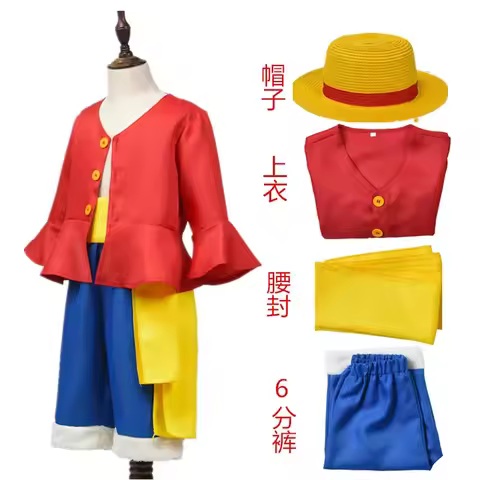 Anime Monkey D Luffy Cosplay Costume Coat Pants Belt Full Set Dress Up