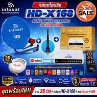 ชุดพร้อมใช้ INFOSAT HD-X168 พร้อมเสาWIFI +จานดาวเทียม INFOSAT 35CM.(ยึดผนัง)+สาย RG6.10M พร้อมหัวF