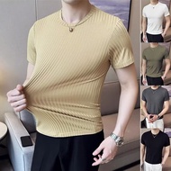 M-5XL 2025 New Ice Silk Quick Dry Tee for Men Casual Round Neck Plain T-Shirt Murah Tops