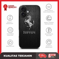 Custom Case iPhone 16 15 14 13 12 11 XR XS X 8 7 6 5 Pro Max Mini Plus SE 4 Ferrari Logo wood 3d Har