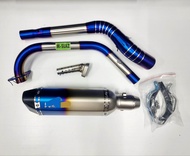 คอท่อ งานแสตนเลส สำหรับ Yamaha Mslaz M-Slaz และ R15 เก่า สีไทเท พร้อมปลายท่อ และแคทลดเสียง  Yoshimar