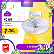 KDK Auto Fan Kq409 - Regulator, 360° Oscillation, White (16″ - Fan Blade) Kipas Siling