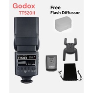 **FREE DIFFUSSOR** Godox TT520II Thinklite Flash Speedlite GN33 433MHz For Nikon Canon Sony (Black)
