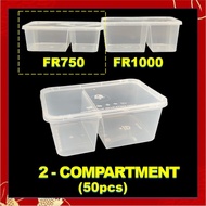 Two Compartment Plastic Disposable Food Container [ 50sets± ] 750ml / 1000ml FR750-2C FR1000-2C