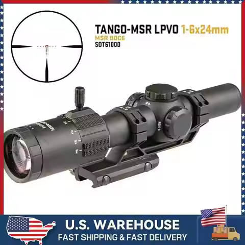 Hunting TANGO-MSR LPVO 1-6x24mm Riflescope with Mount Second Focal Plane Hunting Rifle Scope- Black