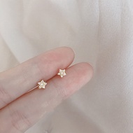 We Flower Korean 14K Gold CZ Zirconia Star Stud Earrings for Women Girls Fashion Ear Jewelry Gift