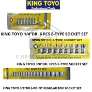 KING TOYO 1/4" TO 3/8" DR E TYPE SOCKET SET AND 3/8" REGULAR BOX SOCKET SET