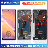 N975F N9750สำหรับ Samsung Note 10 Plus ที่มีกรอบ AMOLED สำหรับ Samsung Note 10 Plus 5G ชุดประกอบหน้าจอสัมผัสรองรับปากกา S