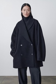 Double Breasted Double Face ขนสัตว์ เสื้อโค้ท หลวม Silhouette Qingguo ปกเสื้อ เสื้อแจ๊กเก็ตแคชเมียร์
