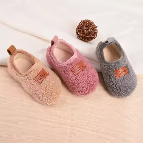 Autumn Winter 1-9 Years Old Children Plush Floor Sock Shoes Child Soft Sole Walking Shoes Indoor Hom