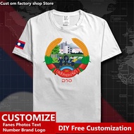 ลาวประเทศธง? เสื้อยืด DIY Custom Jersey แฟนชื่อหมายเลขยี่ห้อโลโก้ผ้าฝ้ายเสื้อยืดผู้ชายผู้หญิงหลวมสบา