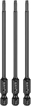 HARFINGTON 3pcs T10 Torx Screwdriver Bit 1/4" Hex Shank 100mm/4" Length S3 Steel Magnetic Tamper Pro