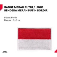 MERAH Red and white Bet size 5 x 3 cm ... embroidered badge ....