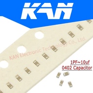 100pcs 0402 SMD Chip Multilayer Ceramic Capacitor 0.5pF - 10uF 10pF 100pF 1nF 10nF 15nF 100nF 0.1uF 