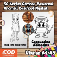 50 Anomali Brainrot or Anomali Meme Brainrot Meme Children's Favorites A4, A5 Size Paper/ Suitable f
