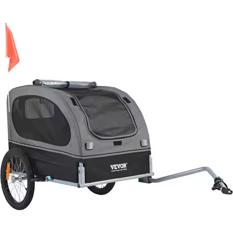 SucceBuy 88 lbs Dog Bike Trailer Pet Cart Bicycle Carrier with Wheels Coupler Reflectors Flag Collap