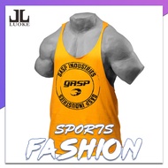 Luoke Men Sports Apparel sleeveless breathable loose cotton wear soft comfortable GASP circle print T-shirt man gym fitness basketball football running jogging yoga 3 colors yellow sportswear shirt  tracksuit jersey Men's clothing