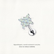 Nora Ana Mint Zircon Daffodil Threaded Stud Flatback Earring Titanium ASTM-F136 Surgical Implant Gra