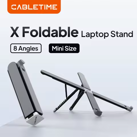 CABLETIME X Foldable Laptop Stand 8 Angles Mini Size Anti-wobble for 10"-17.3" Laptop Macbook