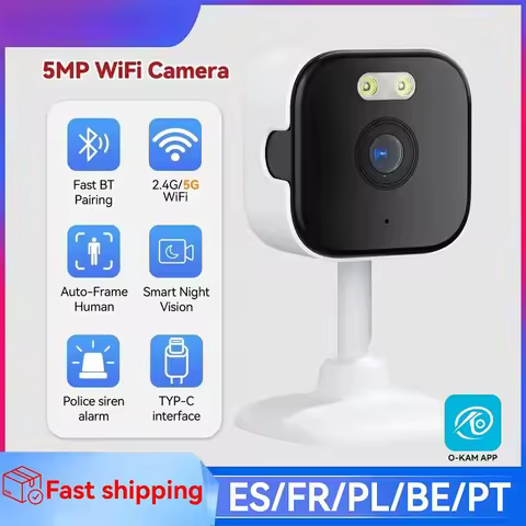 2.4G/5G 5MP HD WiFi Surveillance Video Cam with Color Night Vision Human Detection 2-Way Audio O-KAM