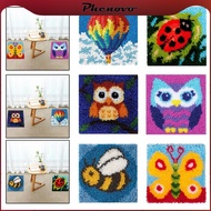 [Phenovo] Latch Hook Kits Crochet Yarn Kits, diy work Crocheting Rug Yarn Cushion Embroidery Carpet 