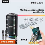 Brodu BTS-2120 600W Portable Bass Speaker karaoke Wireless Outdoor Speaker with Lyric cue 2 recharge
