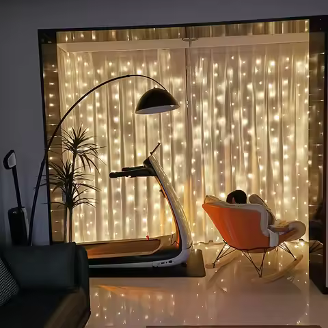 Window Curtain String Lights 8 Modes Light Fairy For Bedroom Plug In Usb 3m*3m 300 Led Copper Wire H