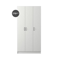 [FREE Shipping & FREE Installation]Wooddle Wardrobe 3 Door Wardrobe with Mirror / White Wardrobe / A