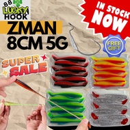 6PCS 8CM 5G Zman Clone TPR Floating T-Tail Soft Plastic Lures Casting Umpan bait