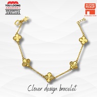 Youloong Rantai tangan Clover mini all gold EMAS916/ Gold clover bracelet 916GOLD