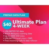 SINGTEL Prepaid 5G $40 Ultimate Plan Top-Up