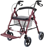 Elderly Walker Folding Portable Rollator Auxiliary Walker Four Wheels Shopping Cart Shopping Cart Non-slip Walking Stick With Hospital,Crutches interesting