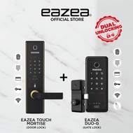 [Door + Gate] EAZEA Touch Mortise Door Lock + EAZEA Duo-G Gate Lock |5 IN 1| PIN Code,RFID Access,Fingerprint,Key,Wi-Fi