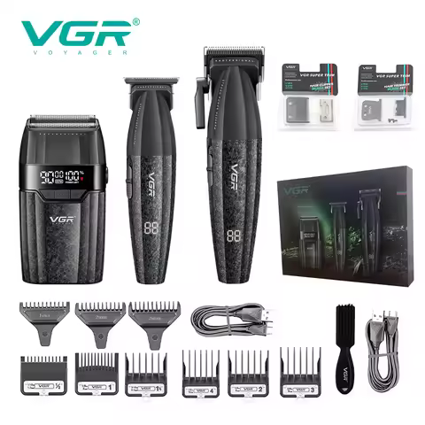 VGR Hair Clippers Professional Barber Clippers Adjustable Hair Cut Machine Electric Clipper Recharge
