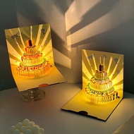 3D Birthday Card Cake Light Birthday 3D Greeting Card Greeting Card Recording Gree