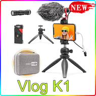 USKEYVISION Video live streaming Vlog Kit Microphone with Microphone Tripod Ball Head Phone Clip Compatible For Camera