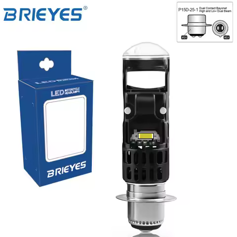 1pc AC/DC 9-60V P15D H6M LED Motorcycle Mini Projector Headlight Bulbs 28W 2800LM 6500K High/Low Bea