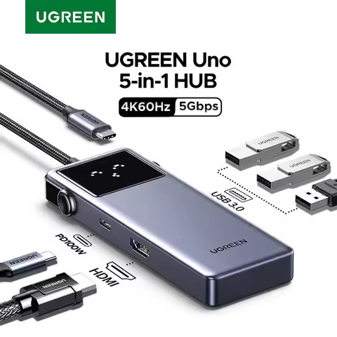 UGREEN Uno USB C HUB Type-C to 4K60Hz HDMI USB3.0 Data Ports PD100W 5-in-1 Dock for MacBook Air/Pro 