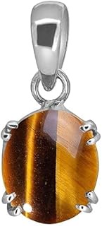 Tiger'S Eye Stone Ashtadhatu Pendant 5.57 Carat Certified Natural Tiger'S Eye And Silver Plated Lock